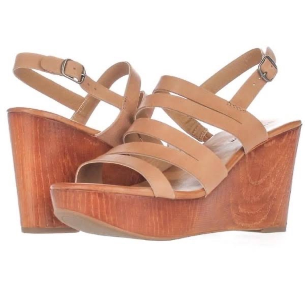 Lucky Brand Brown Marinaa Wooden Wedge Sandals